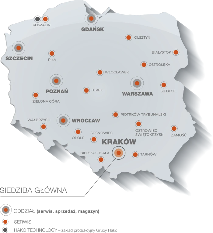 Mapa serwisów Hako