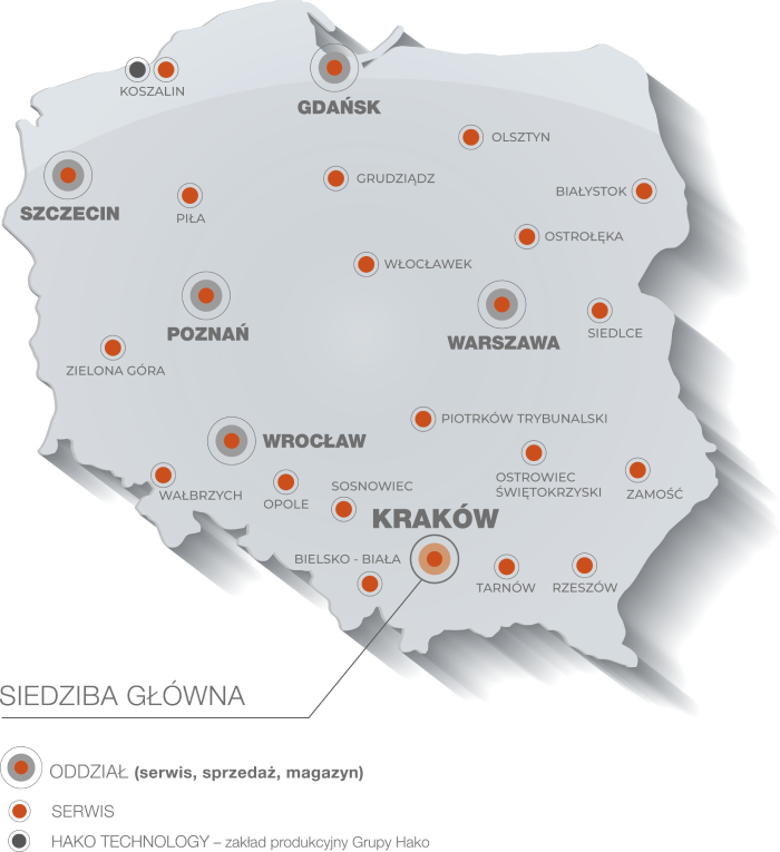 Mapa serwisów Hako